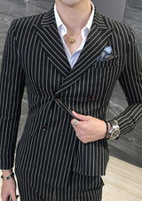 Men's Double Breasted 2 Piece Stripe Suit Up To 5XL