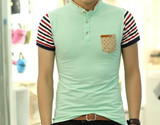 Men's Fashion Button Striped T-Shirt