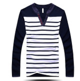 Men's V-Neck Fashion Stripe Shirt