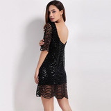 Alex Black Layered Sequin Dress