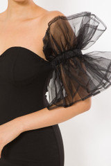 Strapless Ruffle Off Shoulder Sleeve Mini Dress