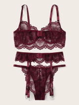 Floral Lace Garter Lingerie Set Floral Lace Garter Lingerie Set