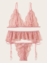 Floral Lace Garter Lingerie Set Floral Lace Garter Lingerie Set