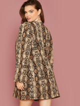 Plus Open Front Snakeskin Print Coat Without Belt