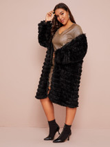 Plus Fringe Overlay Chain Detail Open Front Coat