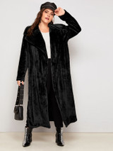 Plus Waterfall Double Button Teddy Coat