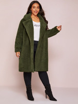 Plus Notch Collar Teddy Coat