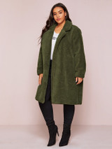 Plus Notch Collar Teddy Coat