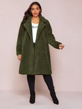 Plus Notch Collar Teddy Coat