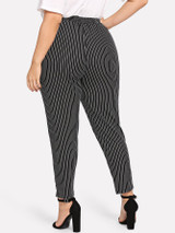 Plus Striped Drawstring Pocket Pants