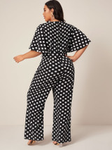 Plus Polka Dot Belted Jumpsuit