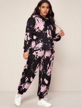 Plus Tie Dye Drawstring Hoodie & Sweatpants Set