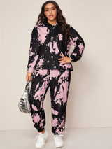 Plus Tie Dye Drawstring Hoodie & Sweatpants Set