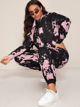 Plus Tie Dye Drawstring Hoodie & Sweatpants Set