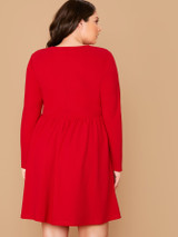 Plus Solid Pearls Beaded Dress