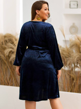 Plus Velvet Tie Side Wrap Dress