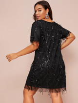 Plus Contrast Sequin Fitted Dress