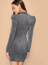 Keyhole Neck Gigot Sleeve Glitter Dress Keyhole Neck Gigot Sleeve Glitter Dress