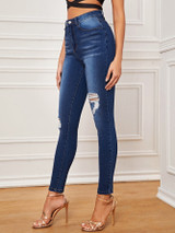 Dark Wash Ripped Skinny Jeans
