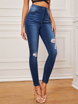 Dark Wash Ripped Skinny Jeans