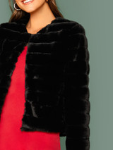 Open Front Faux Fur Coat
