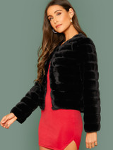 Open Front Faux Fur Coat
