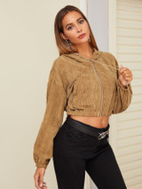 Zip Up Hooded Corduroy Jacket