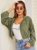 Zip Up Hooded Corduroy Jacket