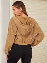 Zip Up Hooded Corduroy Jacket