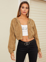 Zip Up Hooded Corduroy Jacket