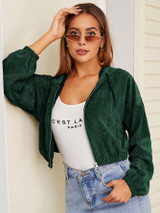 Zip Up Hooded Corduroy Jacket