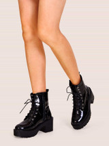 Lace-up Front Lug Sole Chunky Boots