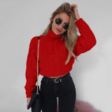Women's Turtleneck  Umbilical Twist Casual Knitted  Sweater