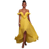 Elegant Solid Deep V-Neck Spaghetti Strap Dress