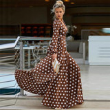 Polka Dot Split Evening Party Dress