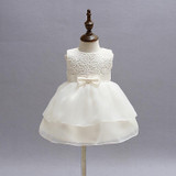 Newborn Girl Dress Beautiful Christening Gown White First Birthday Party Baby Chiffon Clothing Tutu Tulle Toddler Girl Clothes
