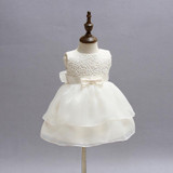Newborn Girl Dress Beautiful Christening Gown White First Birthday Party Baby Chiffon Clothing Tutu Tulle Toddler Girl Clothes