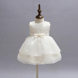 Newborn Girl Dress Beautiful Christening Gown White First Birthday Party Baby Chiffon Clothing Tutu Tulle Toddler Girl Clothes