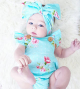 Newborn Cute ruffles Floral Romper+headband Baby Girls Floral backless Romper One-piece Sunsuit Headband Clothes Set