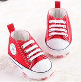 Newborn canvas baby shoes toddler girls boys Moccasins soft sole Classic Sports Sneakers brand Football Shoes for first walker