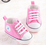 Newborn canvas baby shoes toddler girls boys Moccasins soft sole Classic Sports Sneakers brand Football Shoes for first walker