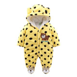 Newborn Baby Rompers 2017 Winter Warm Girls Clothing Coral Fleece Boy Clothes Cartoon Bear Hooded Down Snowsuit Infant Jumpsuits