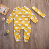 Newborn Baby Kids Girls Clothes Jumpsuit Rompers Long Sleeve Cotton Outfits Headband Baby Girl 0-18M