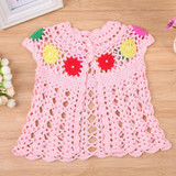 Newborn Baby Girls Waistcoat European Hollowed-Out Handmade Knitted Cardigan Tops Pink Pearl Vest Newborn Spring Clothes