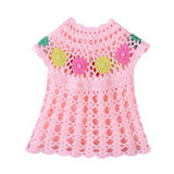 Newborn Baby Girls Waistcoat European Hollowed-Out Handmade Knitted Cardigan Tops Pink Pearl Vest Newborn Spring Clothes