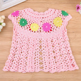 Newborn Baby Girls Waistcoat European Hollowed-Out Handmade Knitted Cardigan Tops Pink Pearl Vest Newborn Spring Clothes