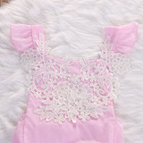 Newborn Baby Girls Rompers Lace Floral Jumpsuit + Headband 2pcs Outfits Sunsuit Clothes