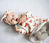 Newborn Baby Girls Long Sleeve Cotton Cute Cartoon Fox Dress Headband Outfits 2pcs Baby Clothing Set
