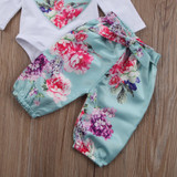 Newborn Baby Girls Clothes Sets Tops Bodysuist Long Sleeve Floral Pants Headbands 3pcs Cotton Outfits Clothing Set