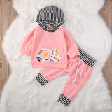 Newborn Baby Girls Clothes Set Cotton Long Sleeve Hooded Coat Tops Hoodies Flower Pants 2Pcs Baby Girl Clothing Outfits Set